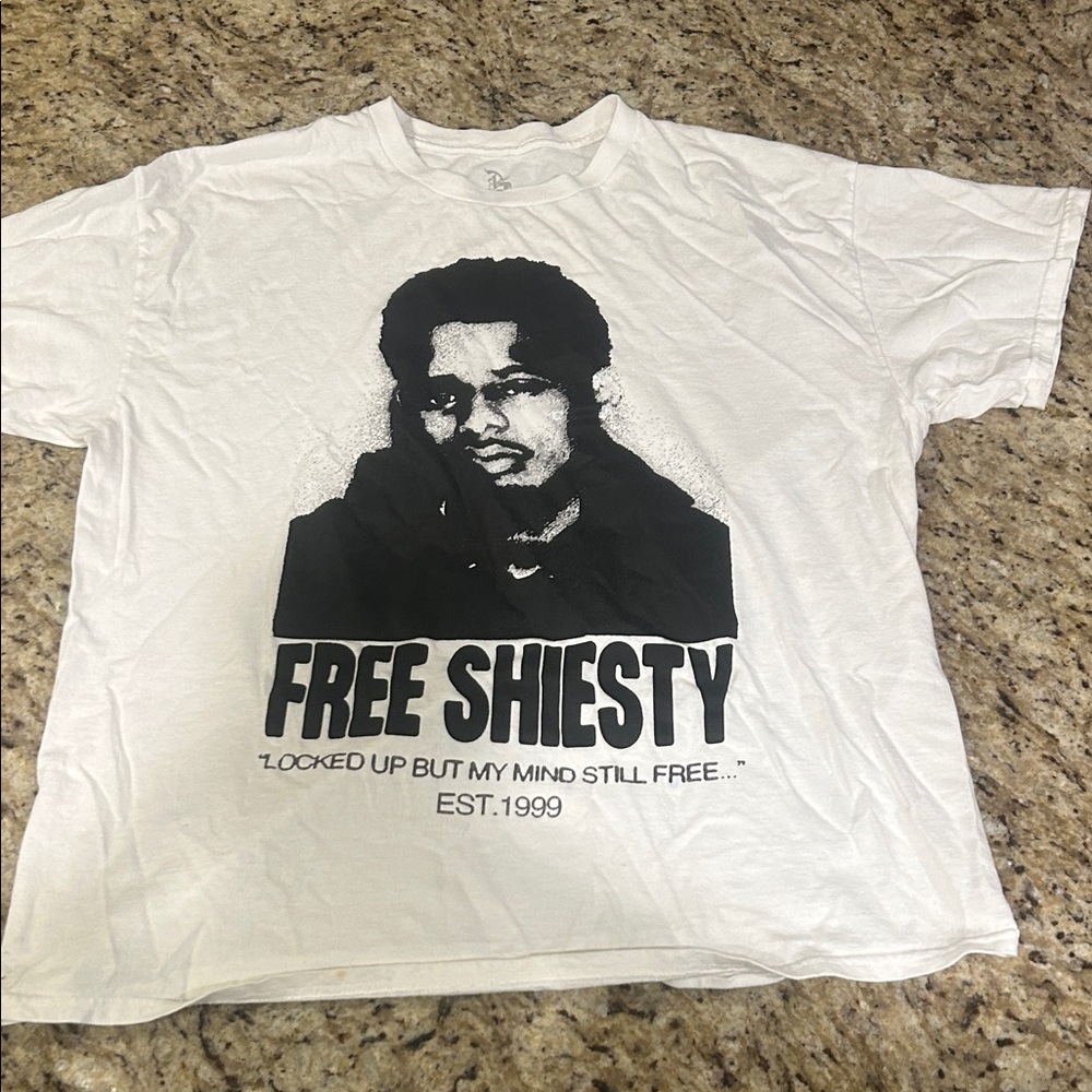 Spencer's White Graphic Tee with Black Print